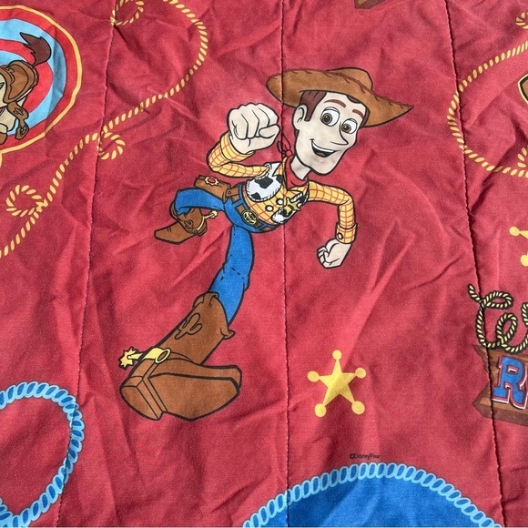 VTG Disney Toy Story Reversible Comforter Buzz Lightyear Woody’s Roundup 90s GUC - Picture 9 of 15